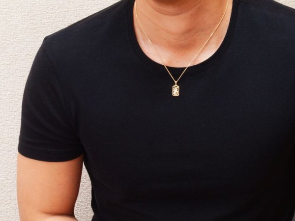 画像8: K18 ダイヤモンド イエローゴールド オニキス ドッグタグ クロス ペンダントチェーンセット (8)