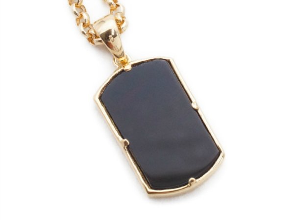 画像3: K18 ダイヤモンド イエローゴールド オニキス ドッグタグ クロス ペンダントチェーンセット (3)