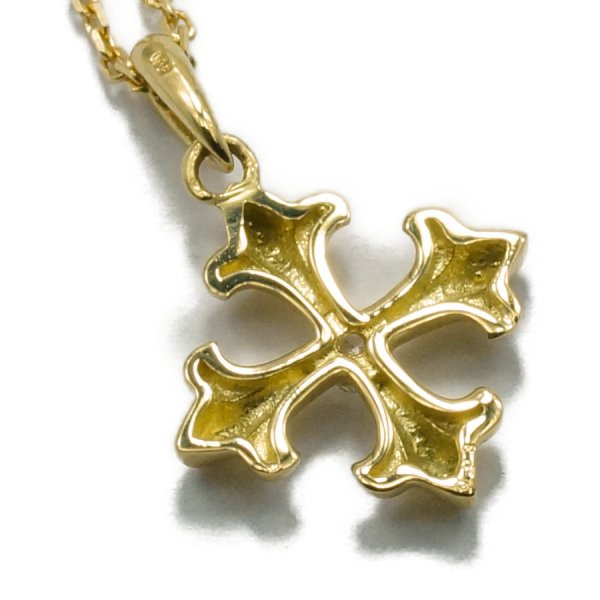 画像4: K18 ダイヤモンド イエローゴールド リリー クロス ペンダントチェーンセット (4)