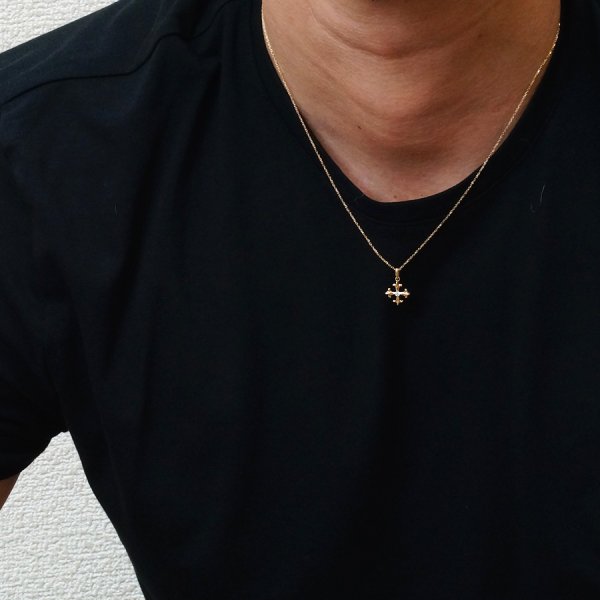 画像7: K18 ダイヤモンド イエローゴールド リリー クロス ペンダントチェーンセット (7)