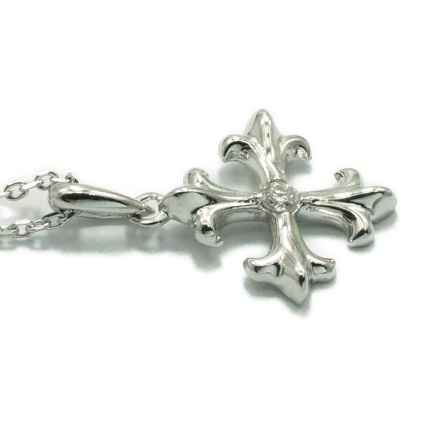 画像4: K18 ダイヤモンド ホワイトゴールド リリー クロス ペンダント (4)