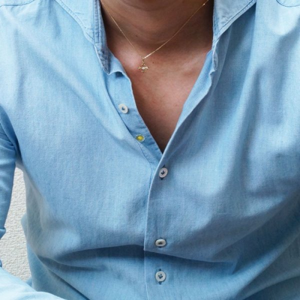 画像6: K18 ダイヤモンド イエローゴールド リリー クロス ペンダントチェーンセット (6)