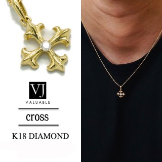 新品☆K18(イエローゴールド・ホワイトゴールド)クロスペンダント トップ K18 ダイヤモンド クロスペンダント 1.00ct 18金 イエロー