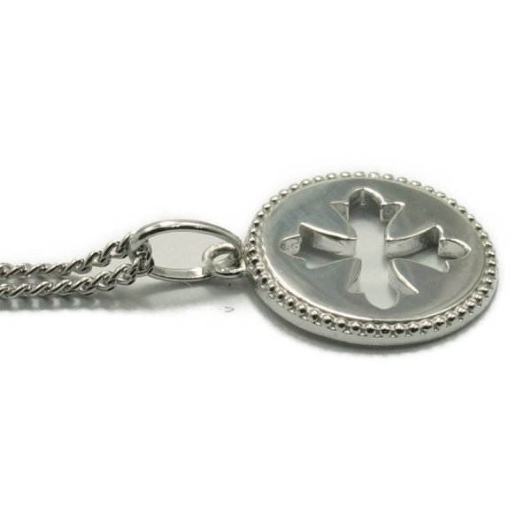 画像4: K18  ホワイトゴールド クロス コイン メダイ ペンダントチェーンセット※チェーン長さ40cm.45cm.50cmからお選び頂けます (4)
