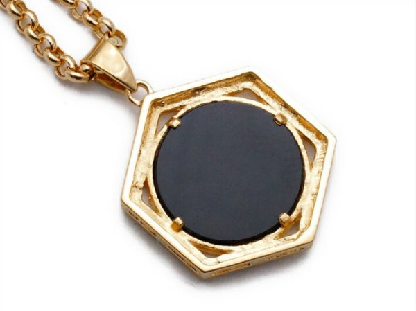 画像3: K18  オニキス バッファロー スカル ペンダント (3)