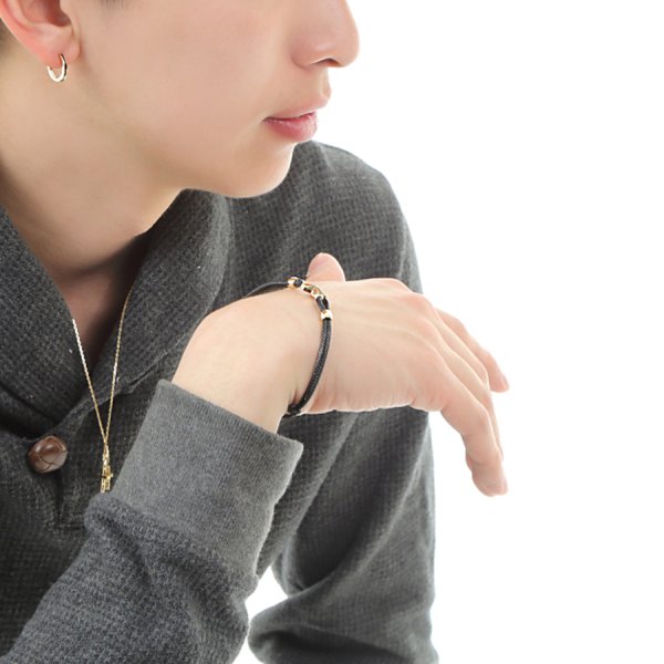 画像8: 【ファッション誌に掲載】VJ【ブイジェイ】メンズ K18イエローゴールド×ブラウン スターコードブレスレット (8)