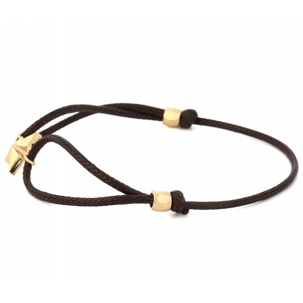 画像10: 【ファッション誌に掲載】VJ【ブイジェイ】メンズ K18イエローゴールド×ブラウン スターコードブレスレット (10)