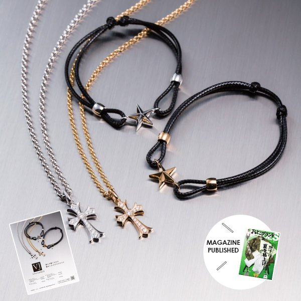 画像3: 【ファッション誌に掲載】VJ【ブイジェイ】メンズ K18イエローゴールド×ブラウン スターコードブレスレット (3)