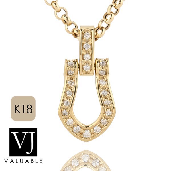 画像1: VJ【ブイジェイ】K18 イエローゴールド  フルダイヤモンド　ホースシュー　ペンダント (1)