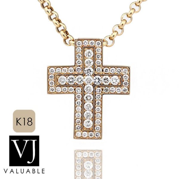 画像1: VJ【ブイジェイ】K18 イエローゴールド　ダイヤモンド マグニフィコ クロス ペンダント (1)