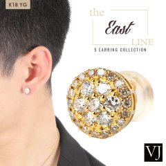 K18 イエローゴールド  ダイヤモンド0.25ct「ラウンド Chester スタッズ ピアス」 ※1個販売（片耳）