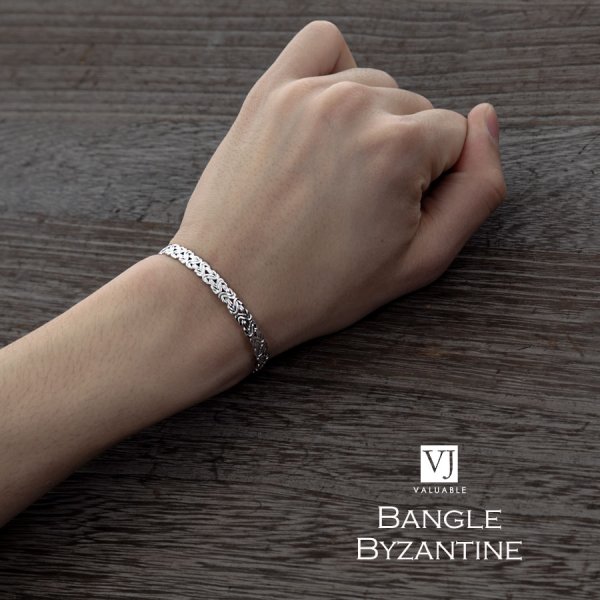 画像14: VJ【ブイジェイ】メンズ K18 ホワイトゴールド ビザンチンバングル (14)