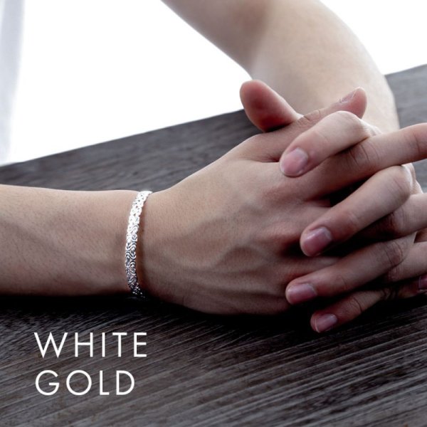 画像13: VJ【ブイジェイ】メンズ K18 ホワイトゴールド ビザンチンバングル (13)