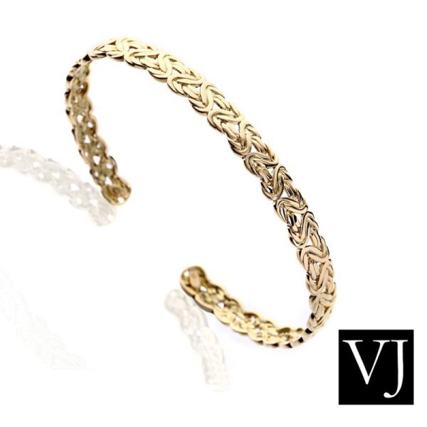 画像2: VJ【ブイジェイ】メンズ K18 イエローゴールド ビザンチンバングル【受注製作/5〜7週間位】※キャンセル不可 (2)