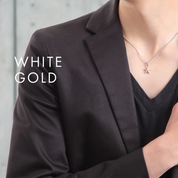 画像10: VJ【ブイジェイ】メンズ K18 ホワイトゴールド / シルバー925 プラチナ コーティング ゴールドスター ペンダント (10)