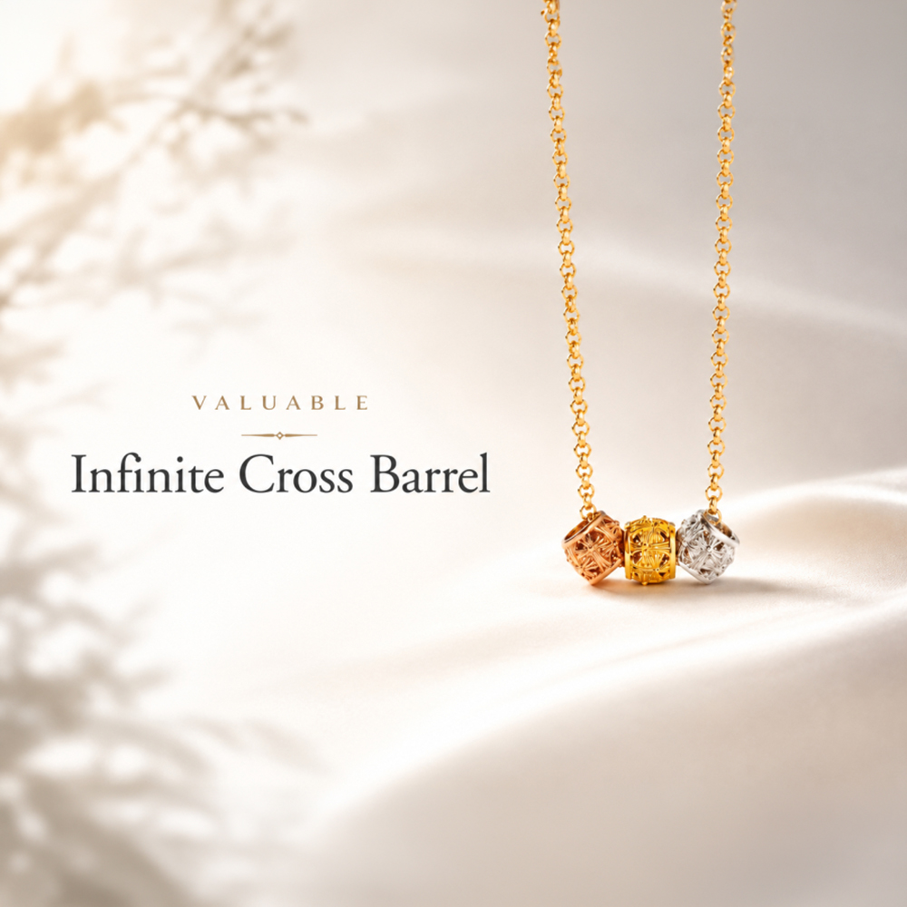 Infinite Cross Barrel 首元に、さりげない存在感。途切れることなく続くクロス。