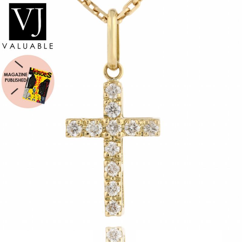 VJ【ブイジェイ】 K18 イエローゴールド メンズ ダイヤモンド ベイビー クロス ペンダント - VALUABLE