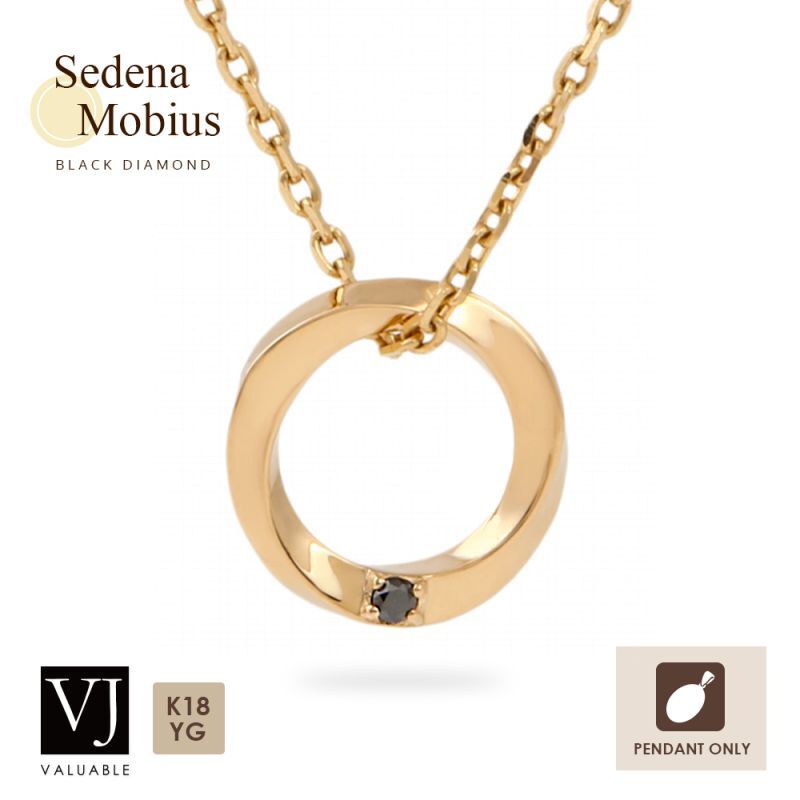 【VJ】ブイジェイ K18 イエローゴールド ブラック ダイヤモンド 「Sedena メビウス ペンダント」 ※ペンダントのみ 18金 ネックレス
