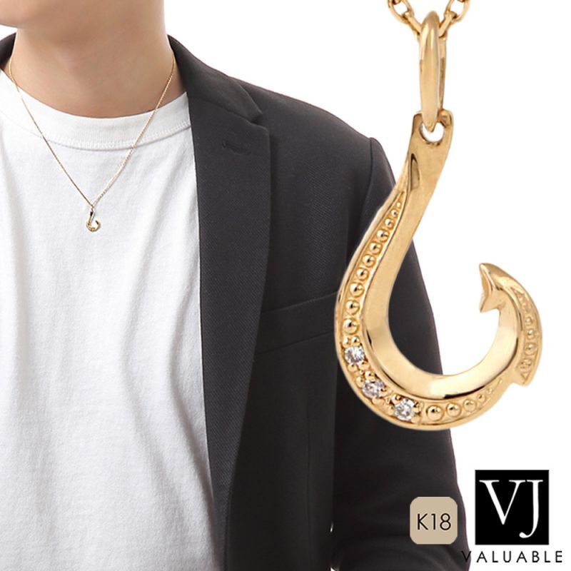 K18 イエローゴールド ダイヤモンド ベイビー ヘブン フック ペンダント チェーンセット 18金 ネックレス 18k Valuable